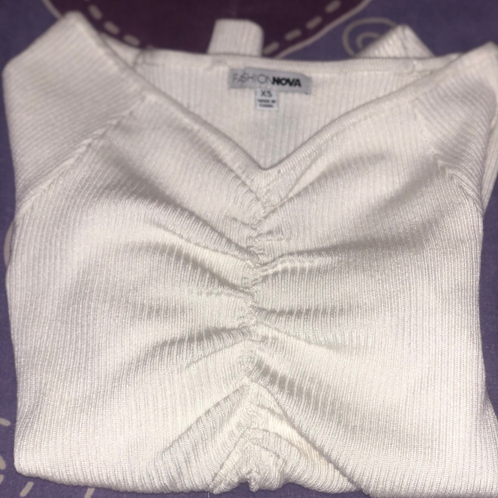 Off the shoulder white sweater